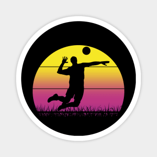 Travel back in time with beach volleyball - Retro Sunsets shirt featuring a player! Magnet